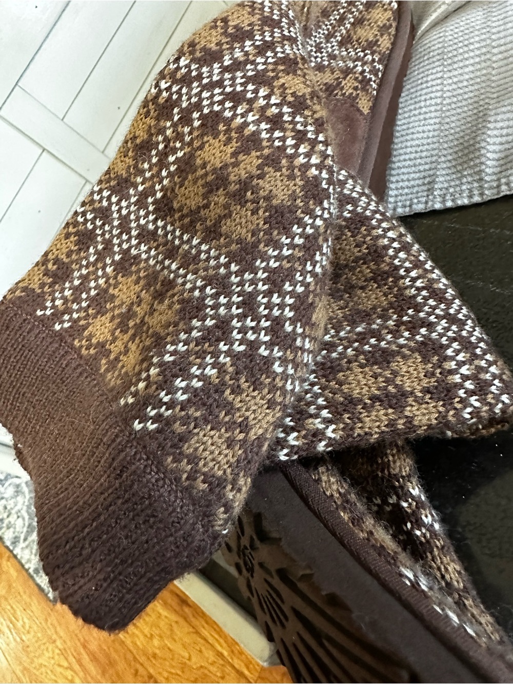 UGG Brown and Cream Patterned Knit Boot-Children’s - Picture 9 of 9